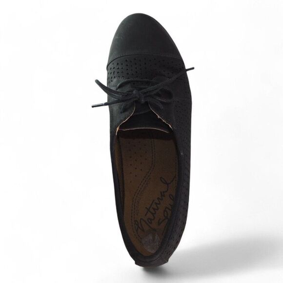 Natural Soul Vivian Faux Nubuck Perforated Lace-up Shoes Black Women's 9.5M - Picture 9 of 11
